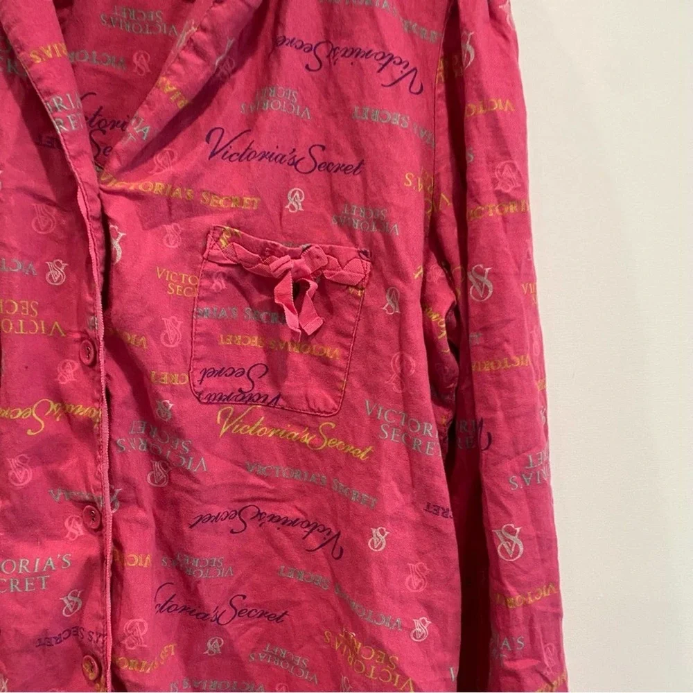 Victoria’s Secret Pink Patterned Button Down Pajama Top L - Picture 4 of 5